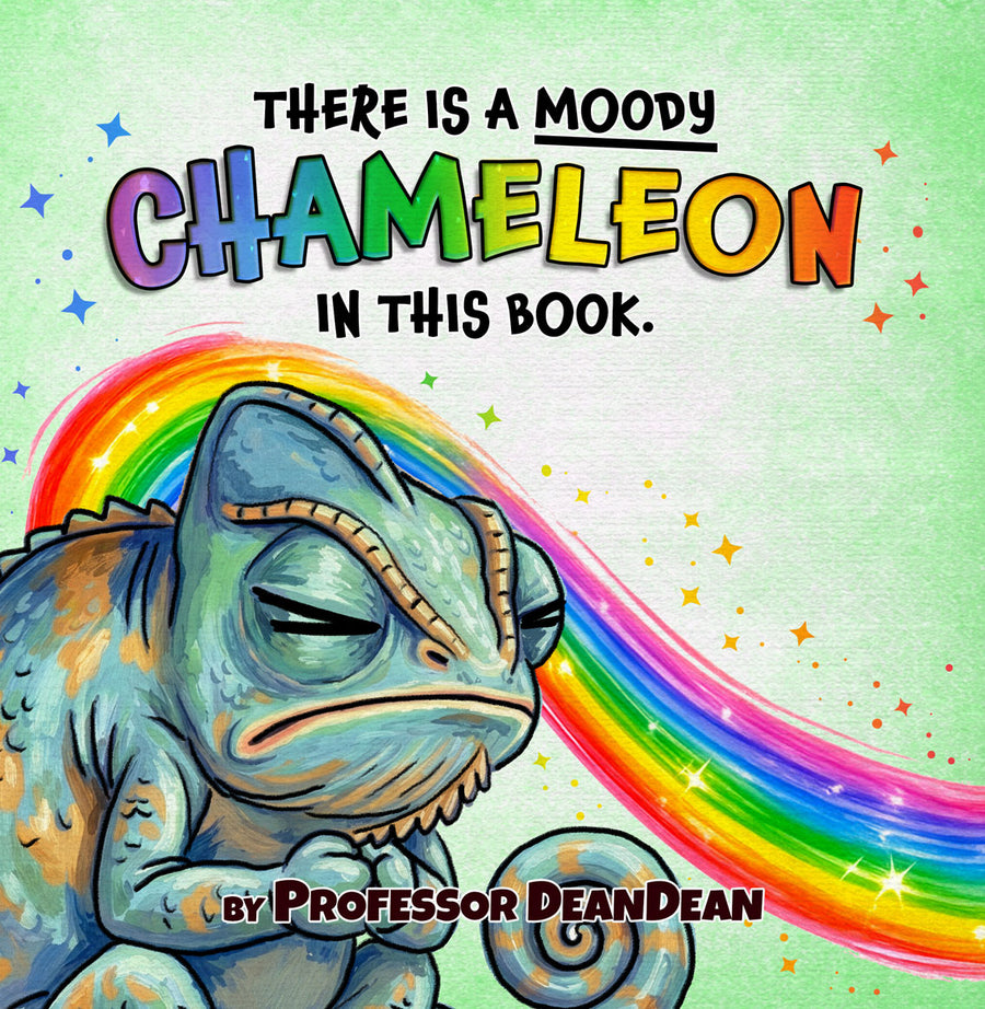 There is a moody Chameleon in this book — book cover