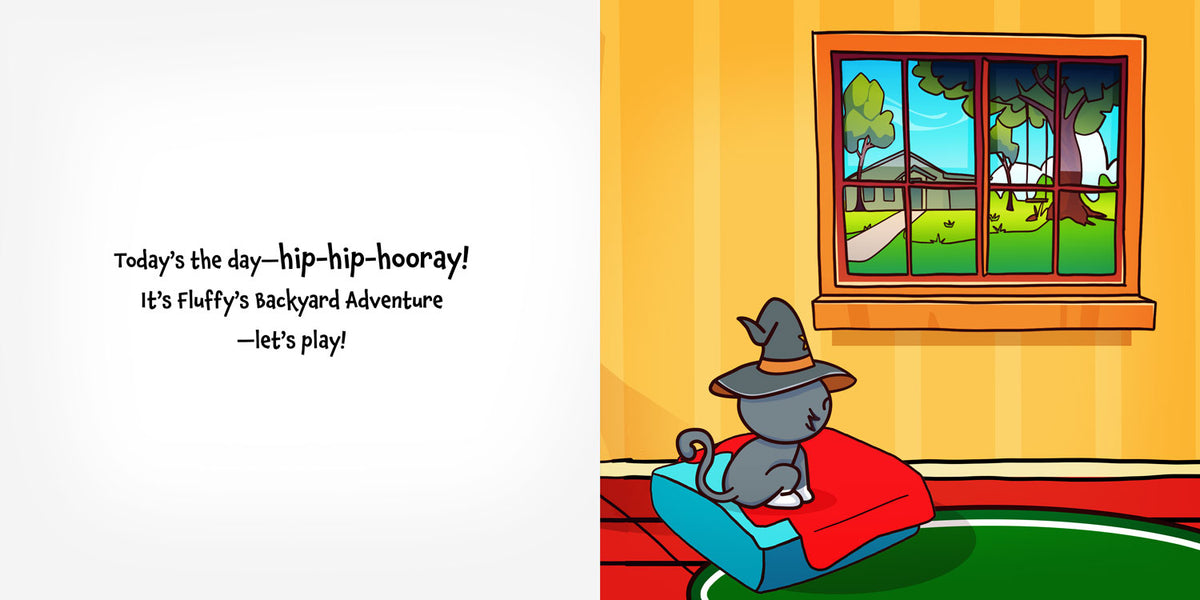 Fluffy’s Backyard Adventure — spread 1